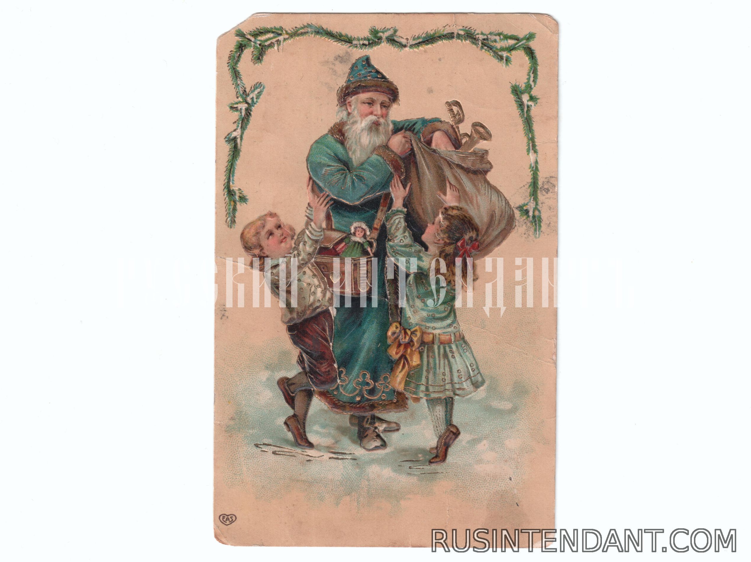 Фото 1: Новогодняя поздравительная почтовая карточка 1908 года 