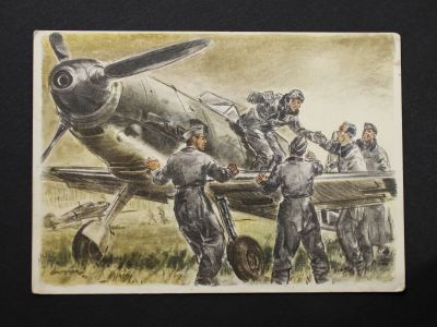 Почтовая карточка «Истребитель после выполненной работы»