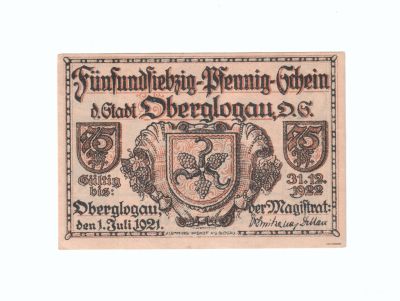 Нотгельд 75 пфеннигов Оберглогау (Oberglogau)