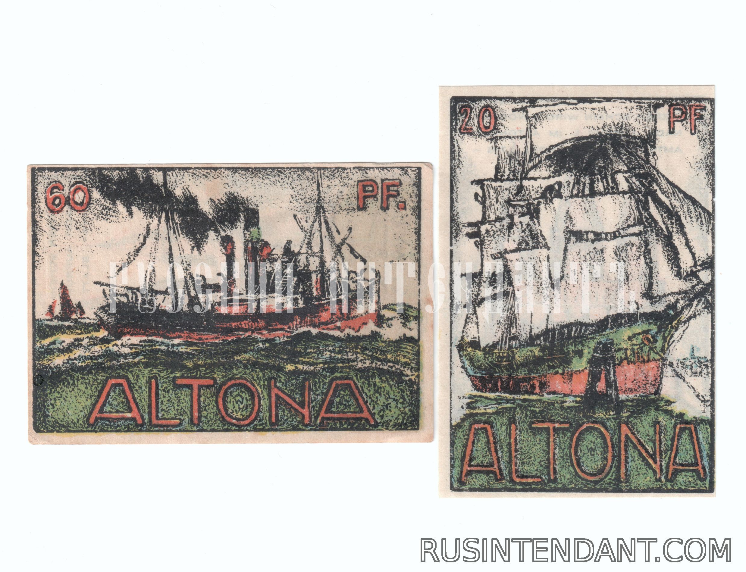 Фото 2: Нотгельды 20 и 60 пфеннигов Альтона (Altona) 