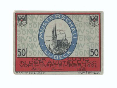 Нотгельд 50 пфеннигов города Любек (Lübeck)